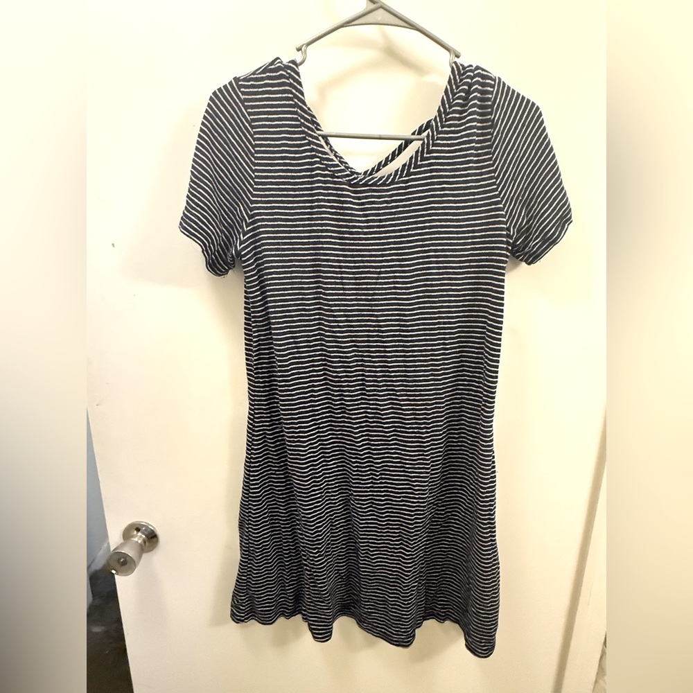 Striped navy and White Midi Dress